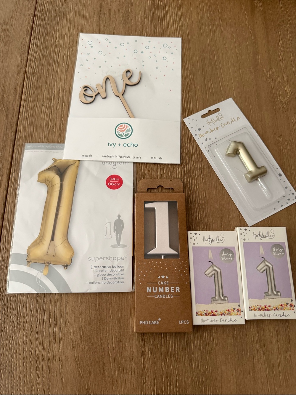 1st birthday balloon, Cake Topper and Candle Set